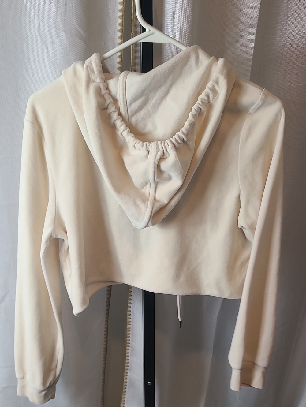 True Religion Womens Velour Crop Pullover Hoodie Size S Beige - Picture 5 of 5
